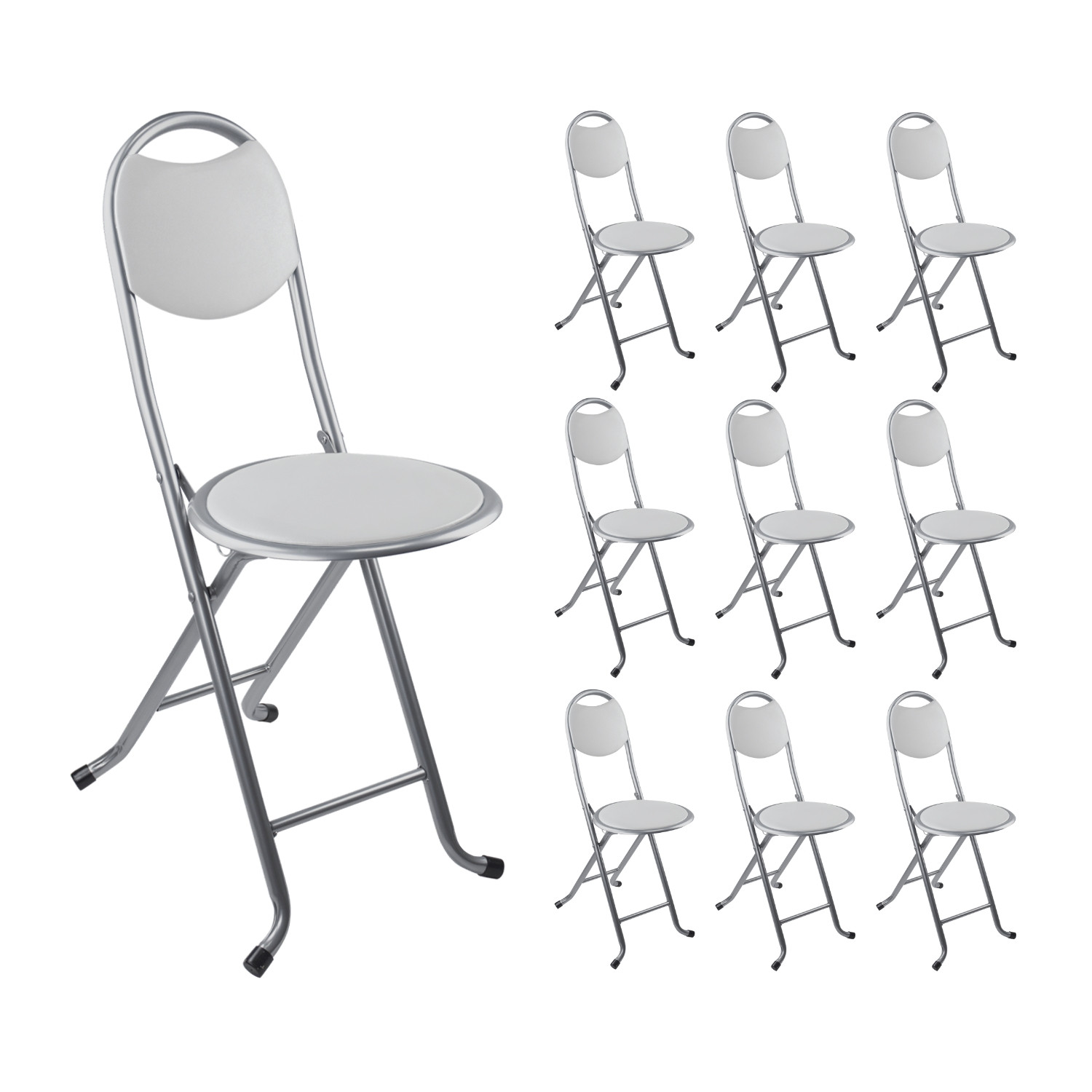Pack 10 Taburetes Plegables con Respaldo 32x36x73.5cm 7house Taburetes 1
